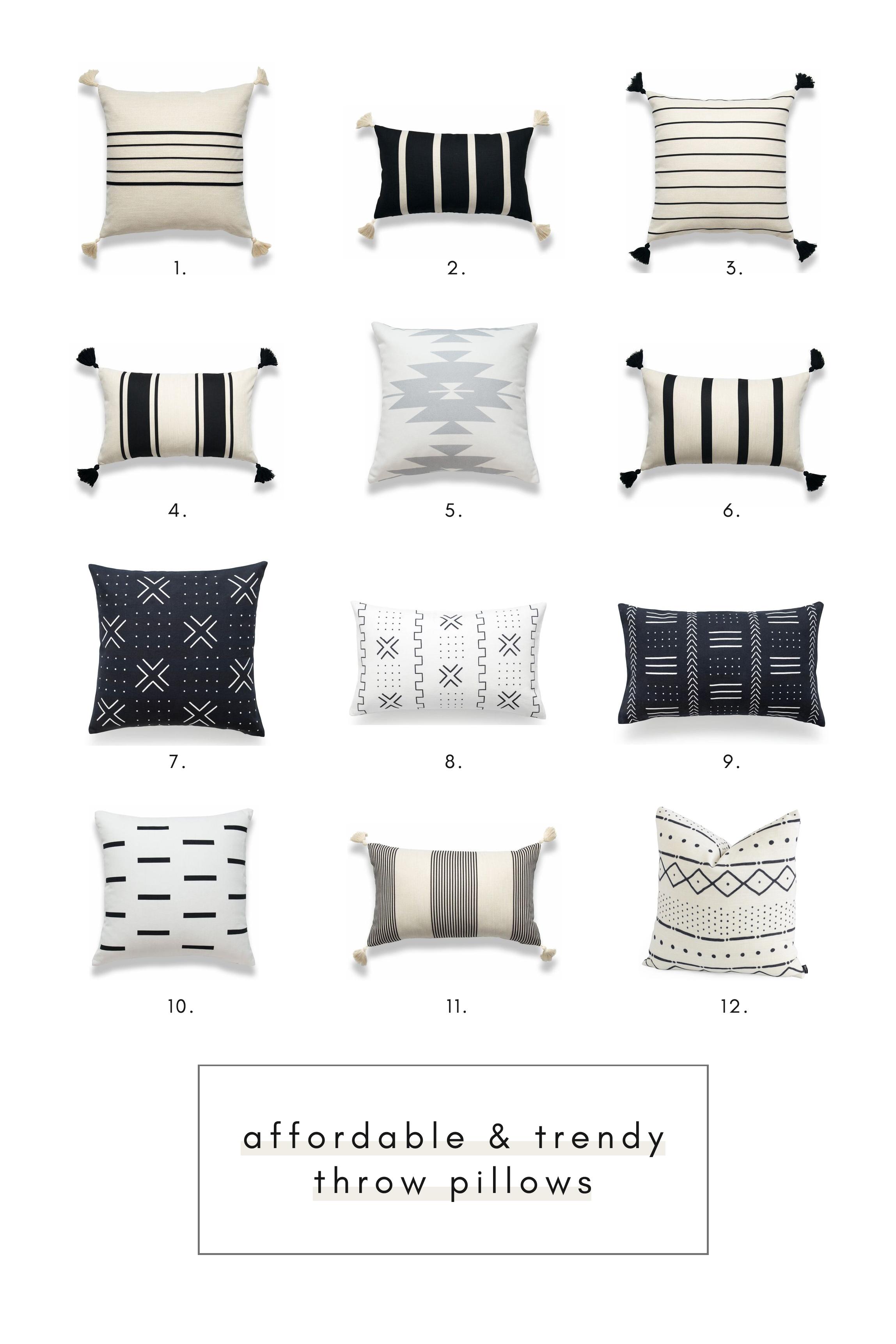 Affordable Trendy Throw Pillows Black White Neutral. Budget friendly home decor ideas, Moroccan affordable pillows